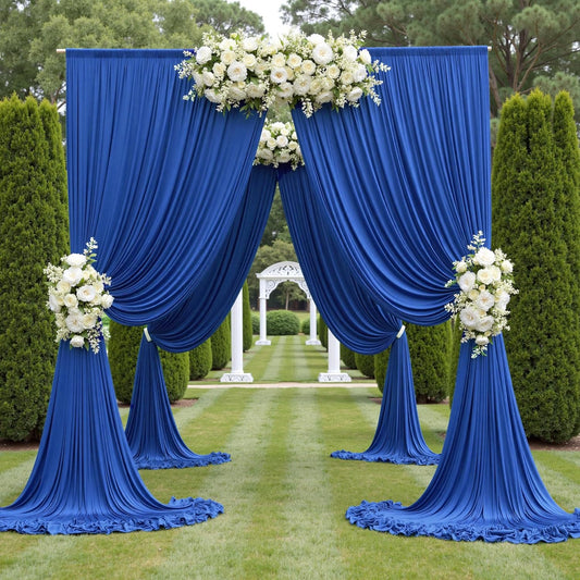 PartyVillage 10ft×15ft Royal Blue Backdrop Curtain for Wedding Parties, 2 Panels Wrinkle Free 15 FT Long Polyester Photo Backdrop Drapes Back Drop Cloth for Birthday Photography Background