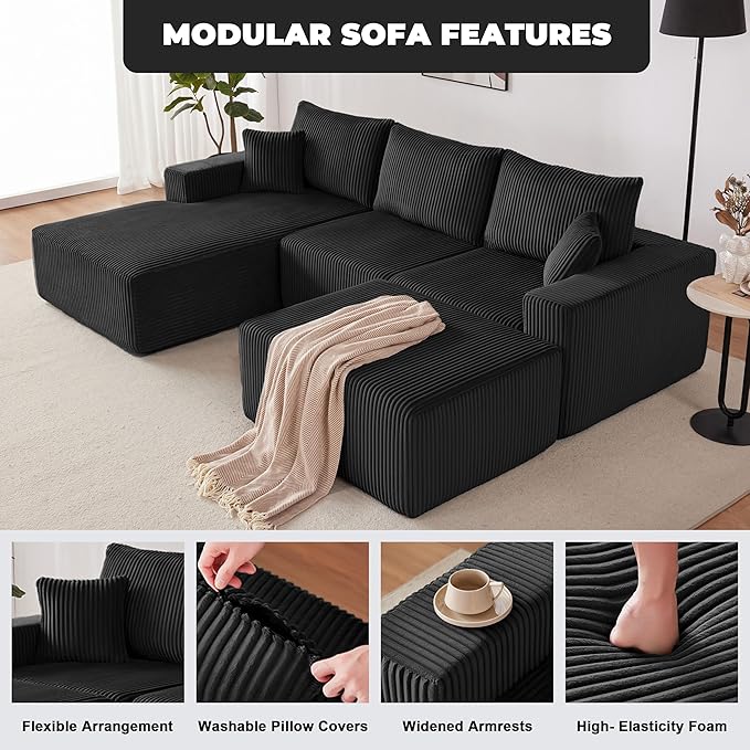 Weture 108” Modular Sectional Couches, Modern Modular U-Shape Sofa - Image 6