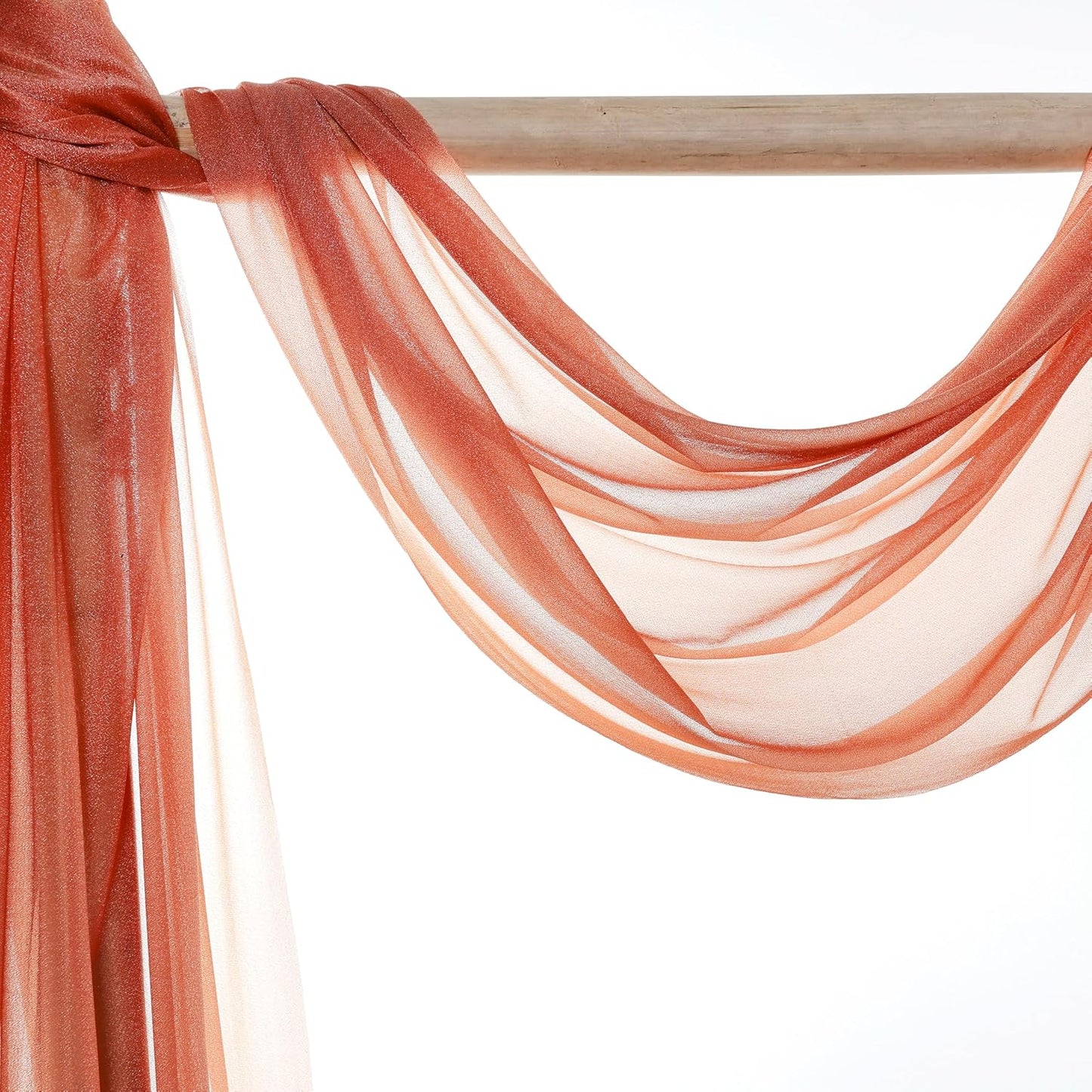 VDS Pack of 2 Panel (30 Inch X 20 Feet) Wedding Arch Draping Fabric Sheer Chiffon Fabric Drapery for Wedding Ceremony Reception Swag Backdrop Canopy Chuppah ARBO Altars Decoration (Terracotta)