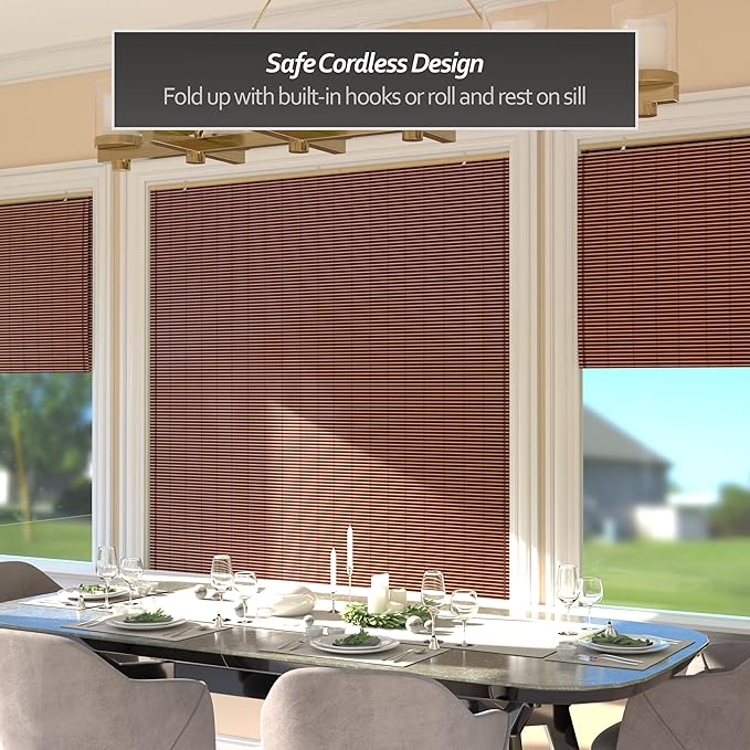 Red Lantern Bamboo Cordless Window Shade - Image 3