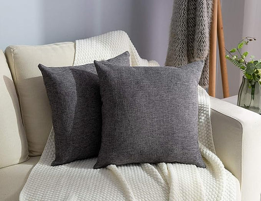 Stellhome Burlap Throw Pillow Covers Square Solid Decorative Farmhouse Linen by Stellhome