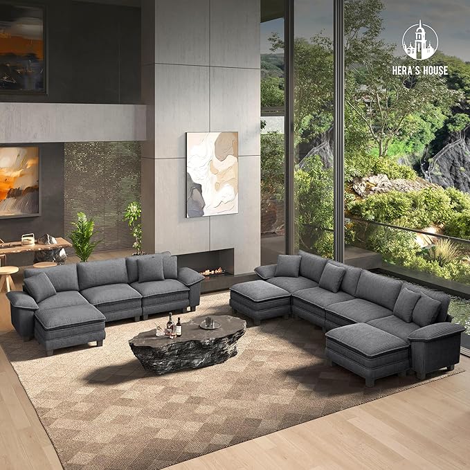 HERA'S HOUSE 124" Modular Sectional Sofa, Oversized L Shaped Couches - Image 9