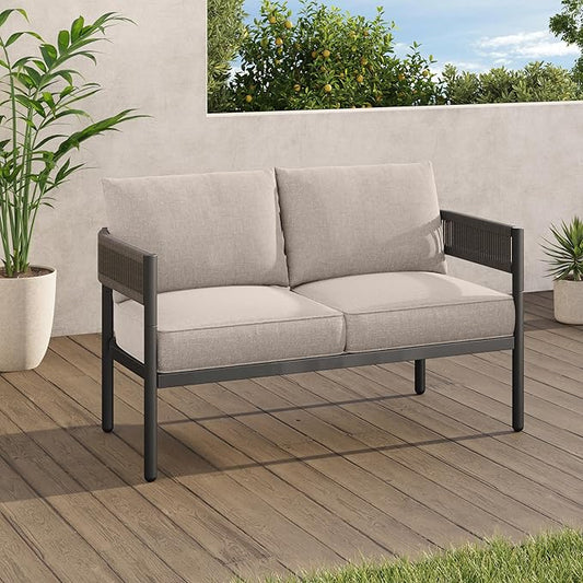 Gand Patio Outdoor Loveseat, Wicker Conversation Set by GrandPatio