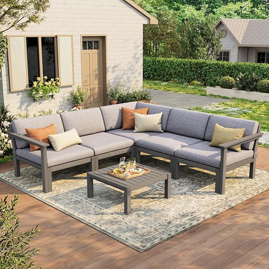 Stoog Patio Furniture Set, 6-Piece All-Weather Outdoor Sectional Sofa Set by Stoog