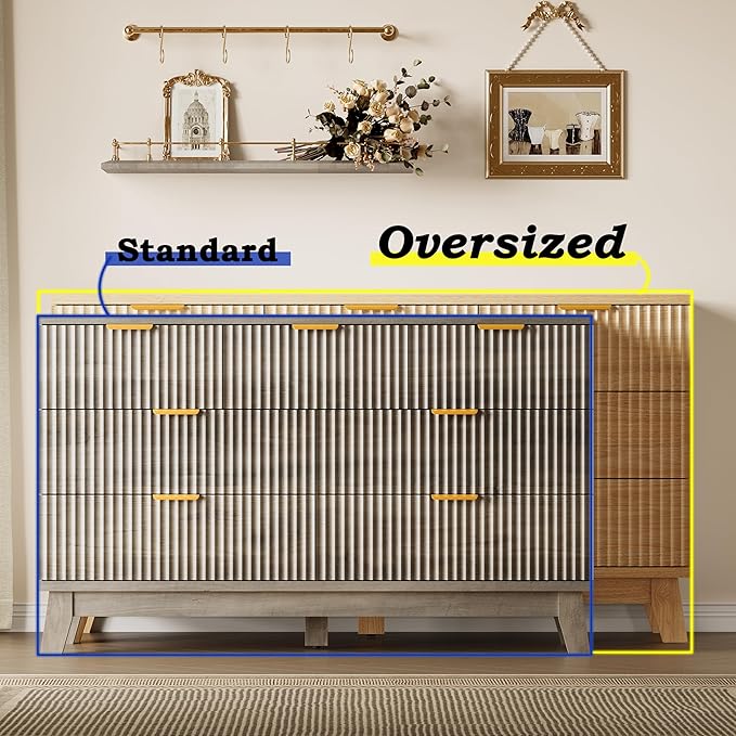 BORNOON Fluted 7 Drawer Dresser, 47.2" Wide Modern Boho Chest of Drawers - Image 3