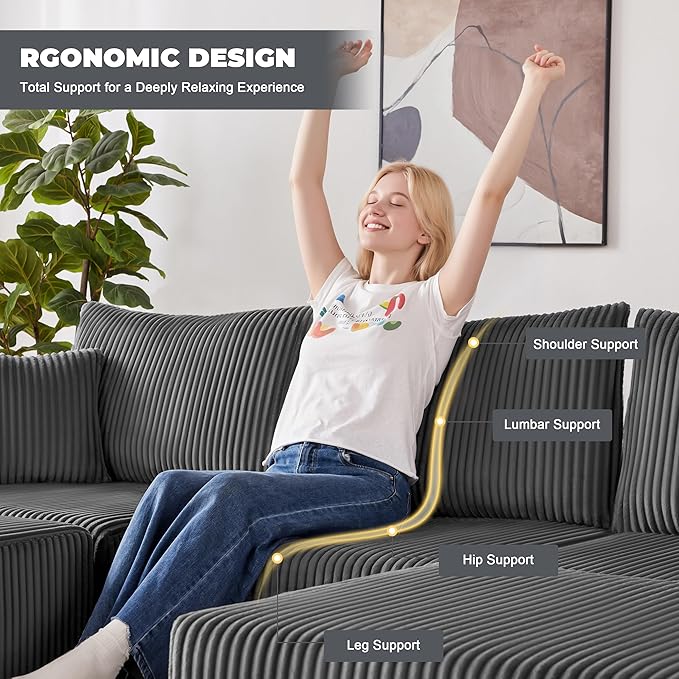 Weture 107" Modular Sectional Sofa, L-Shaped Boneless Couch - Image 8