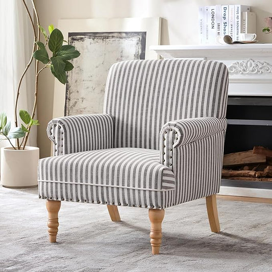HUIMO Linen Fabric Accent Chair, Mid-Century Modern Upholstered Armchair by HUIMO
