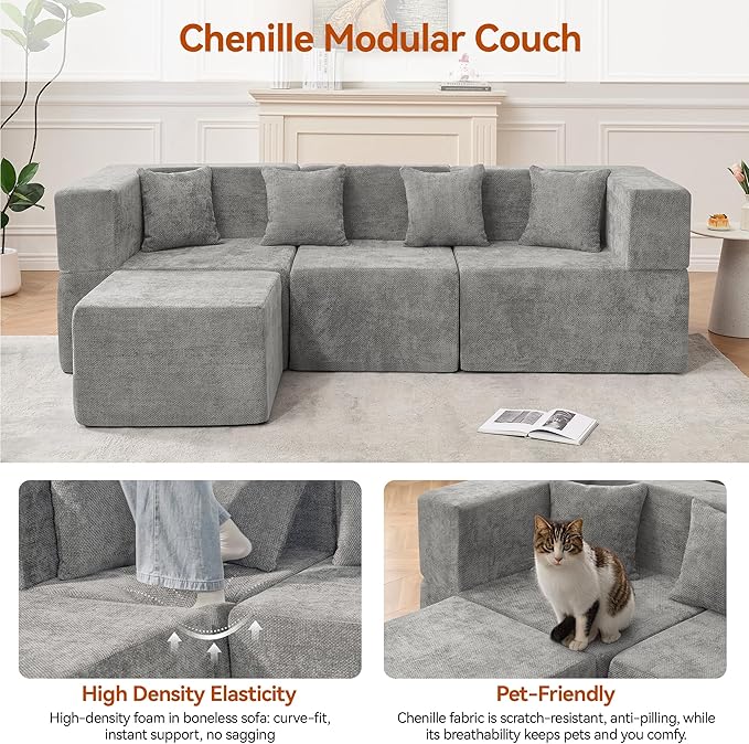 MONVANE 103'' Modular Sectional Sofa, Cloud Sectional Couch - Image 6