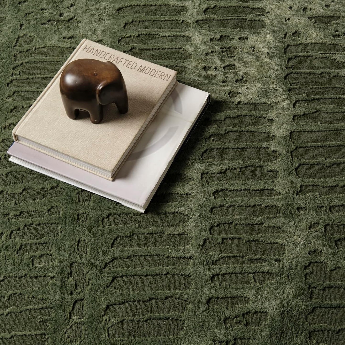 Revival Rugs Shell 7'10"x10' Washable Area Rug for Living Room Bedroom - 100% Recycled Oeko-TEX Certified, Medium Pile, Green