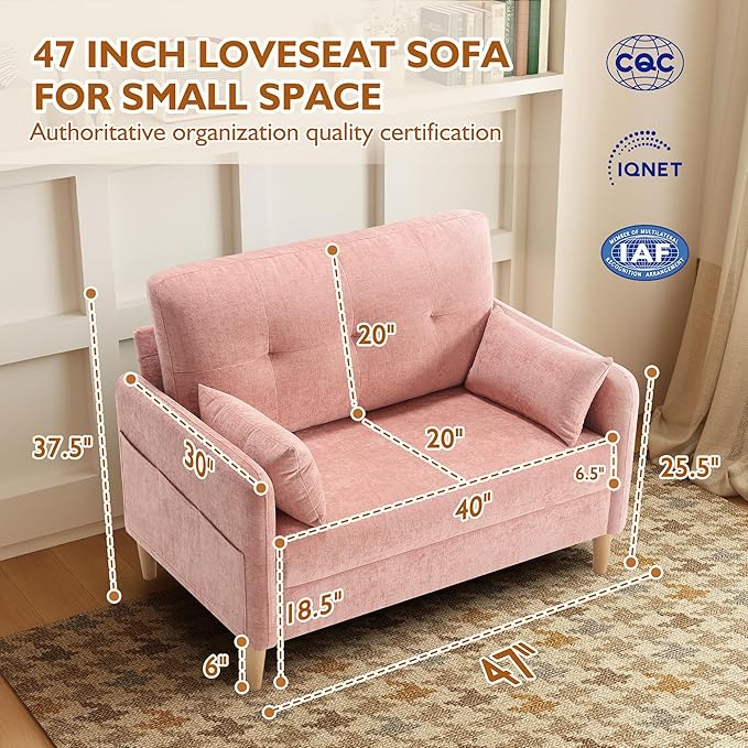 Urhanherry 47" Small Sofa Couch - Image 2