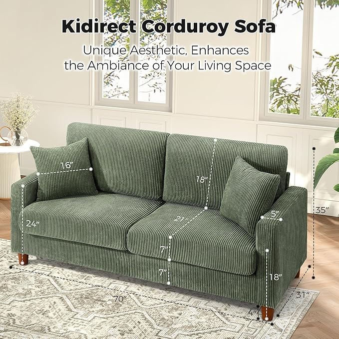 Kidirect 70in U Shaped Couch, Modular Sofa No Tool Assembly, Comfy Sectional - Image 2