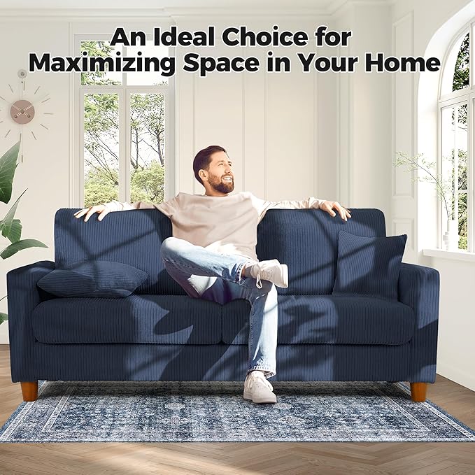 Kidirect 70in Corduroy Couch, Sofa No Tool Assembly, Comfy Couches - Image 6