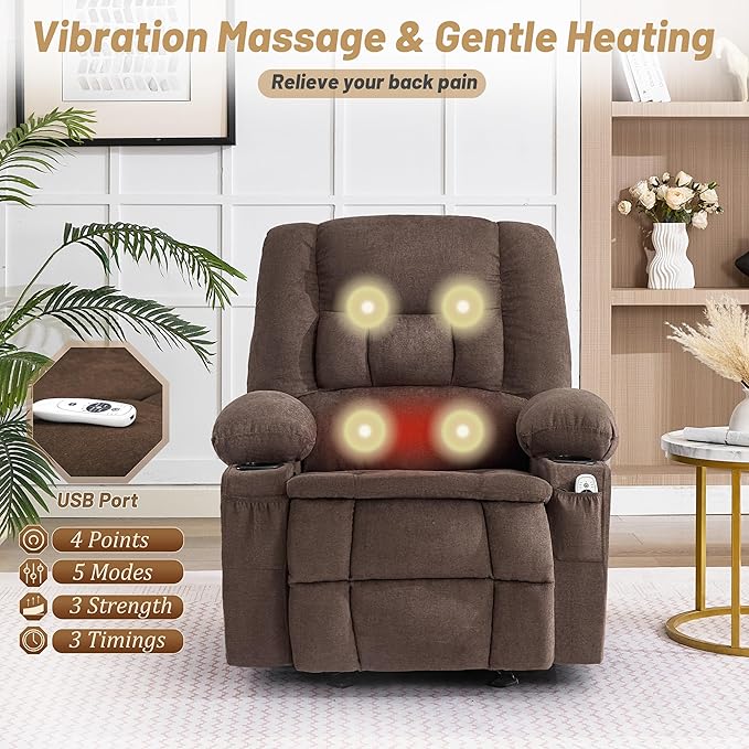 Rocker Recliner Chair with Massage and Heat, Nursery Rocking Chairs - Image 3