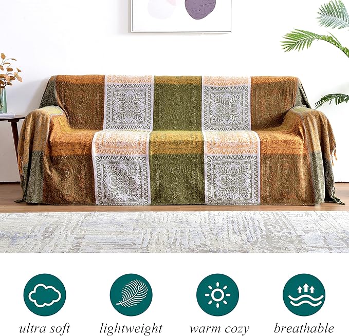 Boho Throw Blanket, Bohemian Tassels Throw Blankets - Image 5