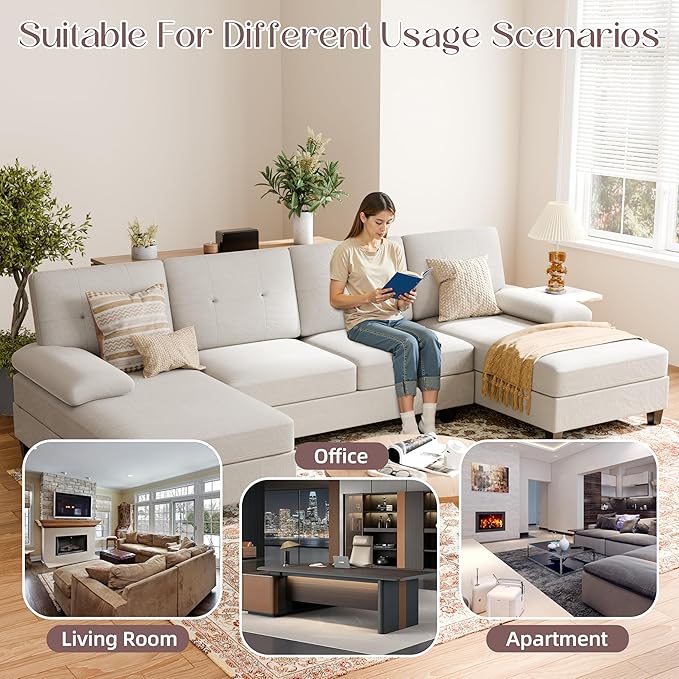 U-Shaped Sectional Couches for Living Room, 4 Seat Sofa - Image 4