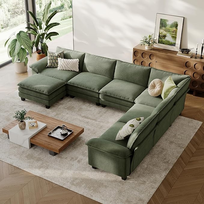 LINSY HOME Modular Sectional Sofa, 6-Seat Corduroy Modern Cloud Couch - Image 7