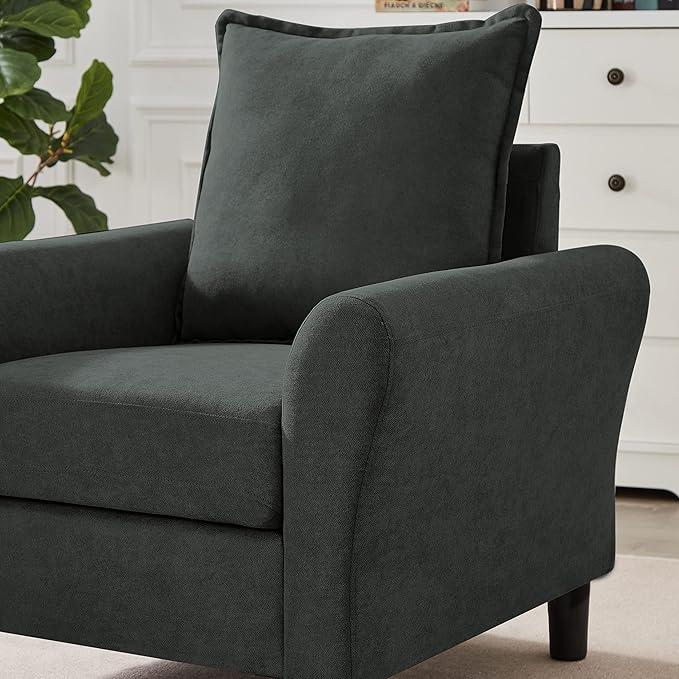Mid-Century Accent Chair, Modern Linen Fabric Armchair - Image 6