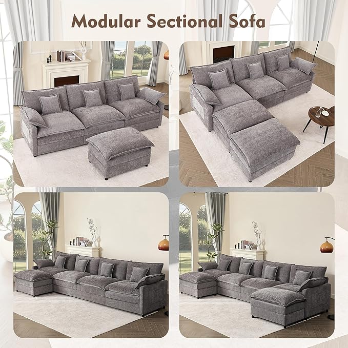 GOSUHI 108" U Shaped Couch, Modular Sectional Sofa, 3-Seater Comfy Cloud Couch - Image 8
