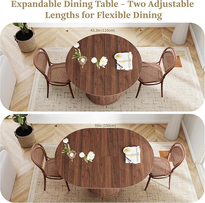 weselon 43"-59" Extendable Round to Oval Dining Table - Image 3