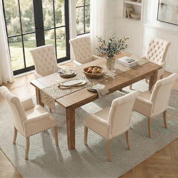 Modern Upholstered Fabric Dining Chairs Set of 2, Accent Chairs - Image 4