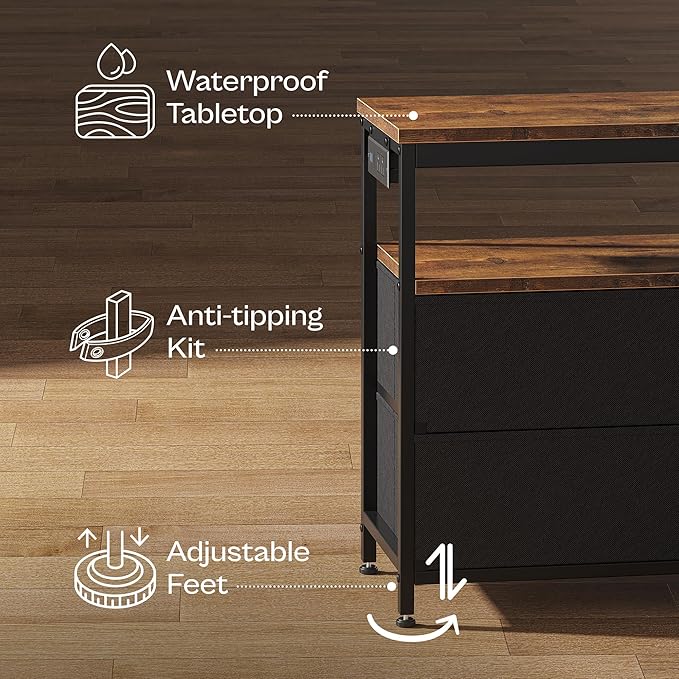 Huuger LED TV Stand for Bedroom, 47 Inch Dresser TV Stand for 43, 55 Inch TV - Image 8