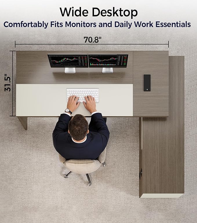 79" L-Shaped Executive Desk - Image 5