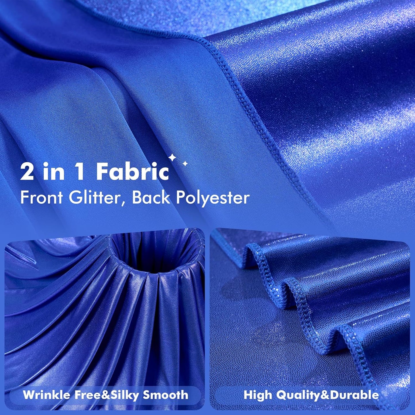 10x10ft Shimmer Royal Blue Sequin Backdrop Curtain for Parties, Thick Wrinkle Free Glitter Blue Photo Backdrop Drapes Curtains for Birthday Wedding Photography Background-2 Panels 5x10ft