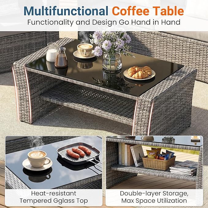 Wisteria Lane Patio Furniture Set, 5 Pieces Wicker Outdoor Furniture - Image 5