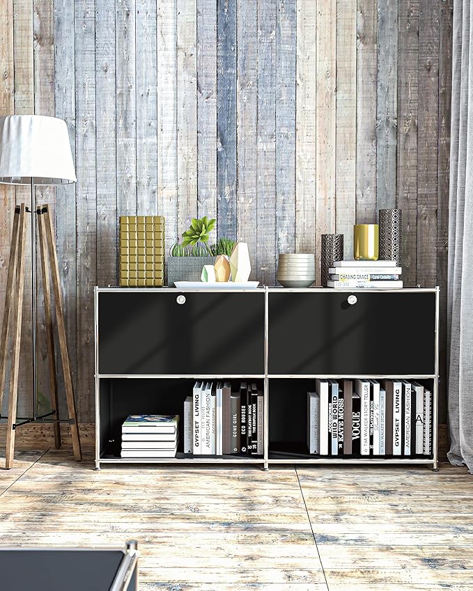 Metal Sideboard with 2 Flap Doors, DIY Modern Home Furnishing, Foyer - Image 9