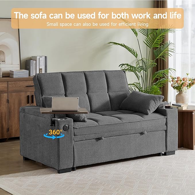 Auvsoce 65'' Chaise Lounge Chair Indoor, 3-in-1 Convertible Sofa Bed - Image 5