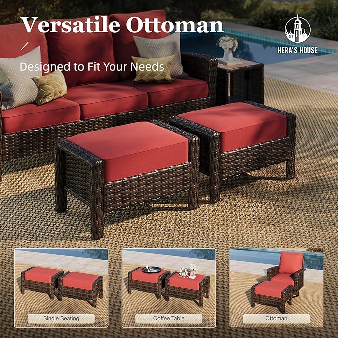HERA'S HOUSE Red Patio Furniture Set, 6-Piece Outdoor Seating Conversation Sets - Image 8