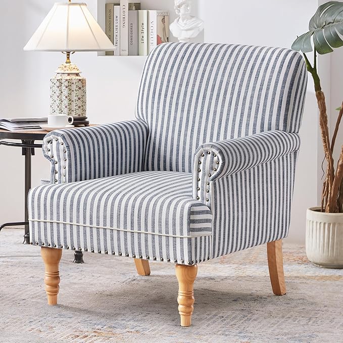 HUIMO Linen Fabric Accent Chair, Mid-Century Modern Armchair by HUIMO