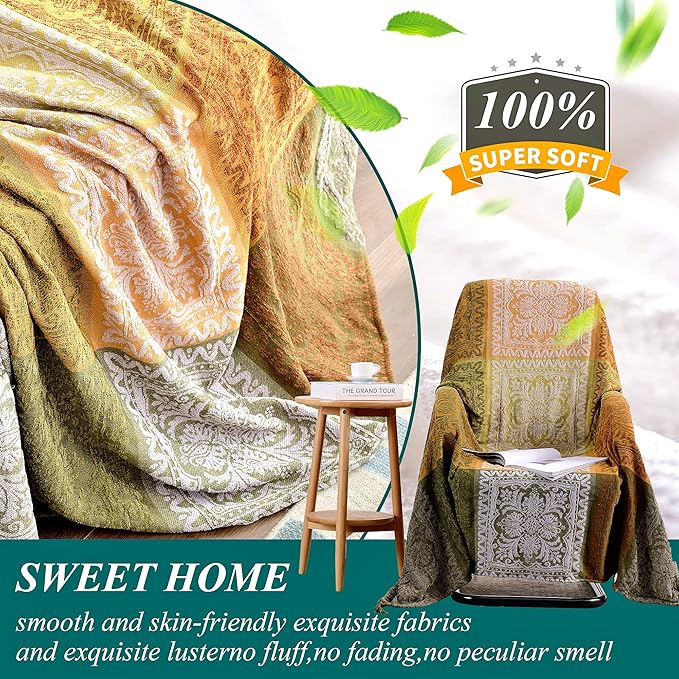 Boho Throw Blanket, Bohemian Tassels Throw Blankets - Image 4