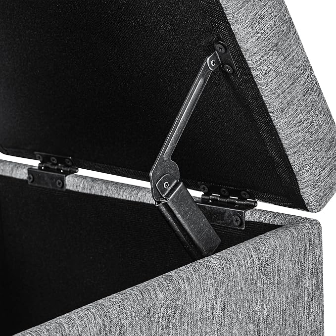Adeco 18-Inch Cube Storage Ottoman, Upholstered Linen Footrest Stool - Image 8