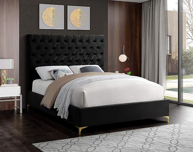 Meridian Furniture Cruz Collection Modern | Contemporary Velvet Upholstered Bed - Image 5