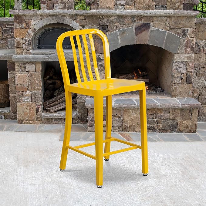 Flash Furniture Commercial Grade 24" High Yellow Metal Indoor-Outdoor Counter - Image 2
