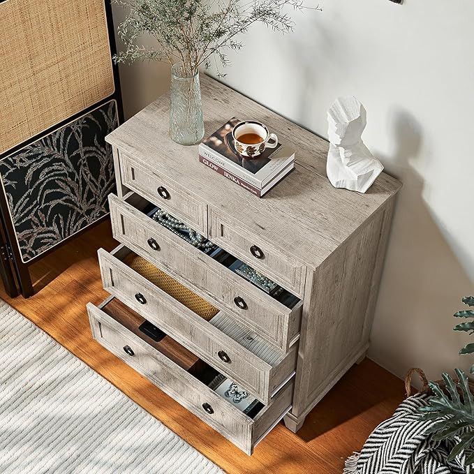 Joaxswe Farmhouse 5 Drawer Dresser - Image 4