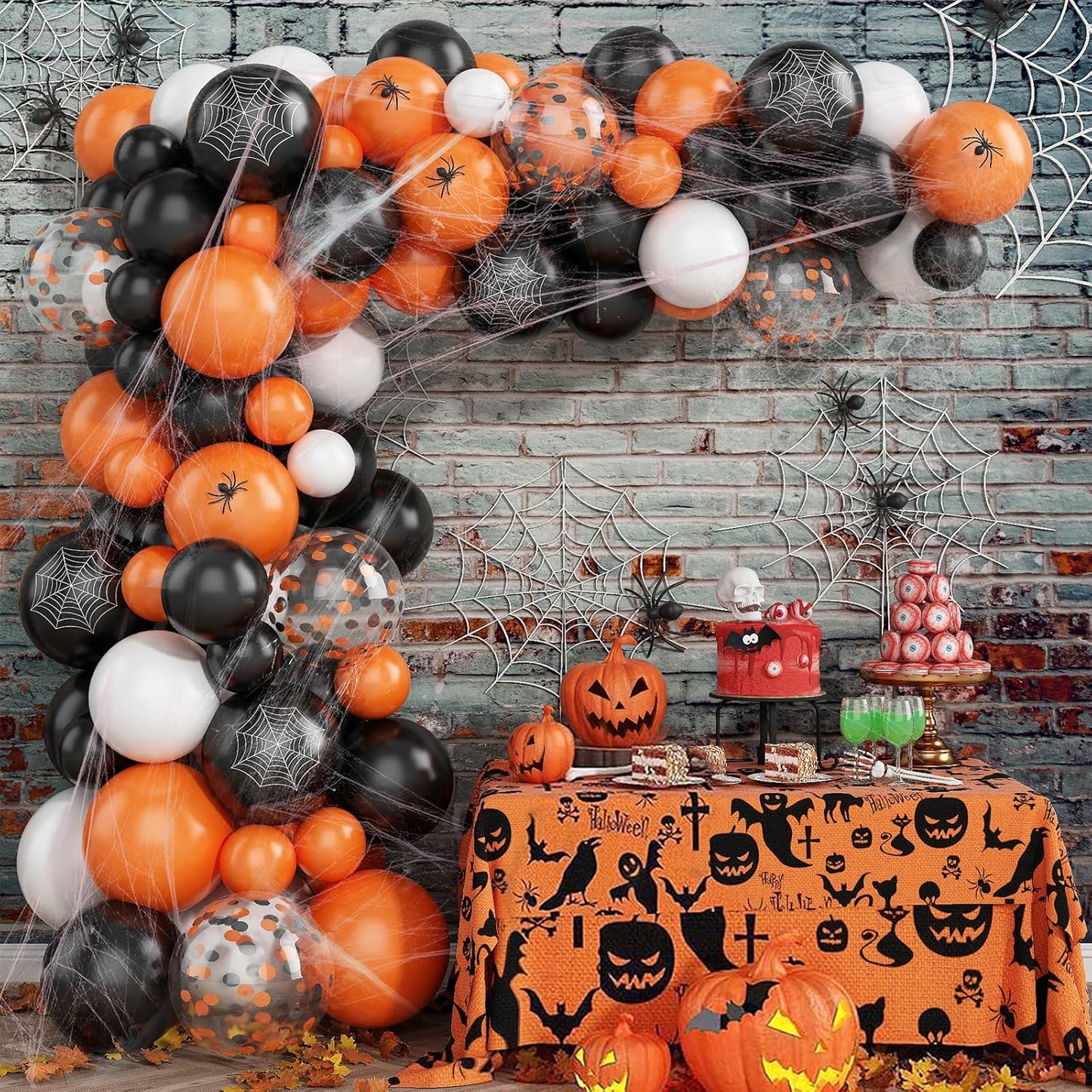 Halloween Black and Orange Balloons Set, 60Pcs 12 Inch Orange Black Confetti Latex Balloon for Halloween Baby Shower Spooky Birthday Party Bar Anniversary Graduation Decorations