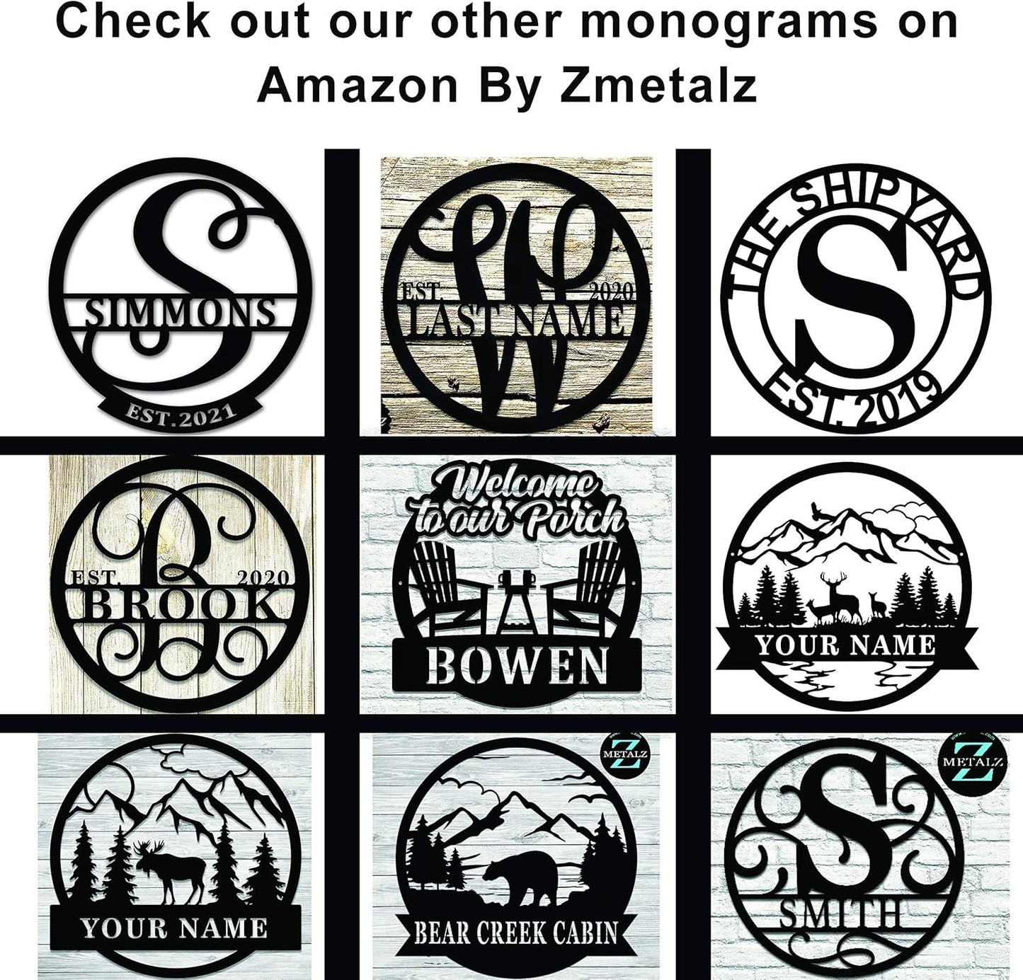 Personalized Metal Monogram Sign EST. Wedding Gift. Family Name Sign. Outdoor Name Sign. Anniversary. Last Name Sign. Metal Sign. Front Door.