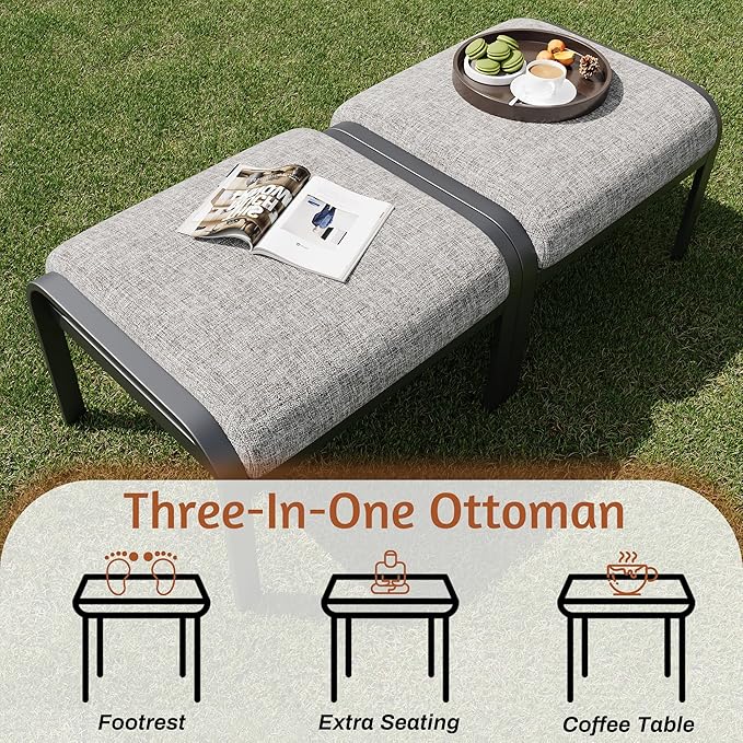 HOMREST Patio Furniture Sets 7 PCS Outdoor Metal Conversation Sets, 360 Degree - Image 8
