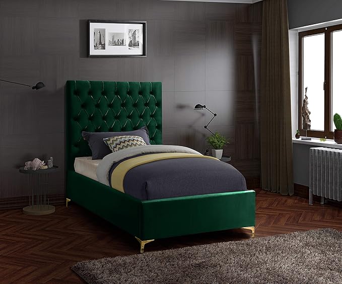 Meridian Furniture Cruz Collection Modern | Contemporary Velvet Upholstered Bed - Image 2