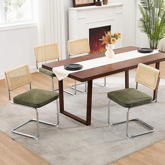 Zesthouse Natural Rattan Dining Chairs Set of 4, Mid Century Modern Dining by Zesthouse
