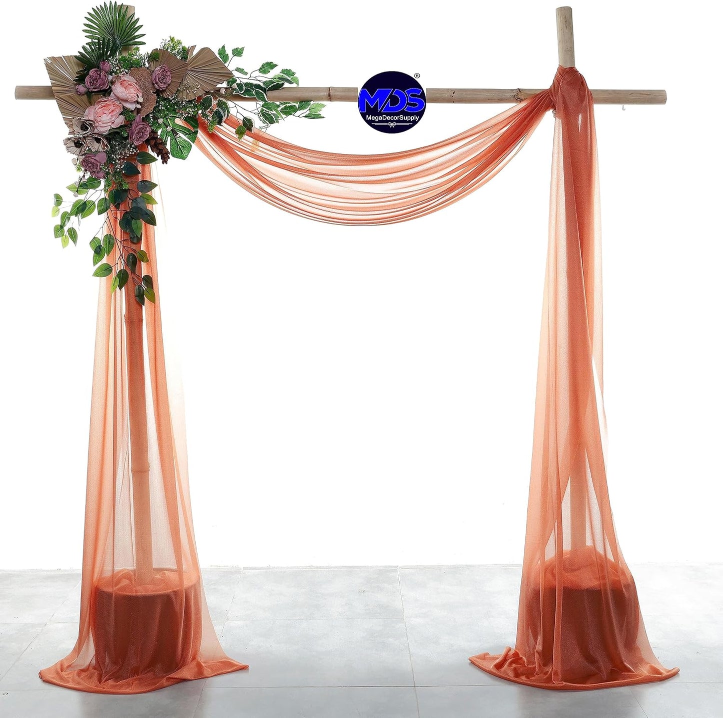 MDS Halloween Chiffon Draping Fabric - 1 Panel, 30" Wide x 75ft Long - Sheer Spooky Arbor & Canopy Drapery for Haunted House Backdrops, Party Ceilings, DIY Costumes & Themed Events - Terracotta