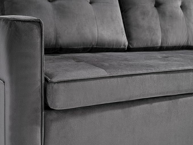 Sofa Bed, Pull Out Couch with Side Pockets, 3 in 1 Velvet Fabric Loveseat - Image 6