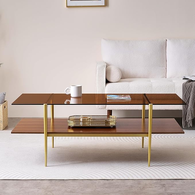 LumFurn Extra Large Rectangle Glass Coffee Table, Mid-Century Modern Design - Image 5