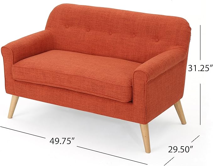 GDFStudio Mid Century Modern Fabric Loveseat - Image 2