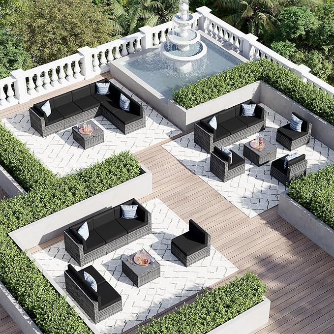 Aoxun 7 Piece Patio Furniture Set, All-Weather Wicker Outdoor Furniture 6 Seats - Image 5