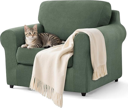 SUBRTEX 3 Pieces Stretch Sofa Slipcover Sets Couch Cover Sets Backrest Cushion by Subrtex