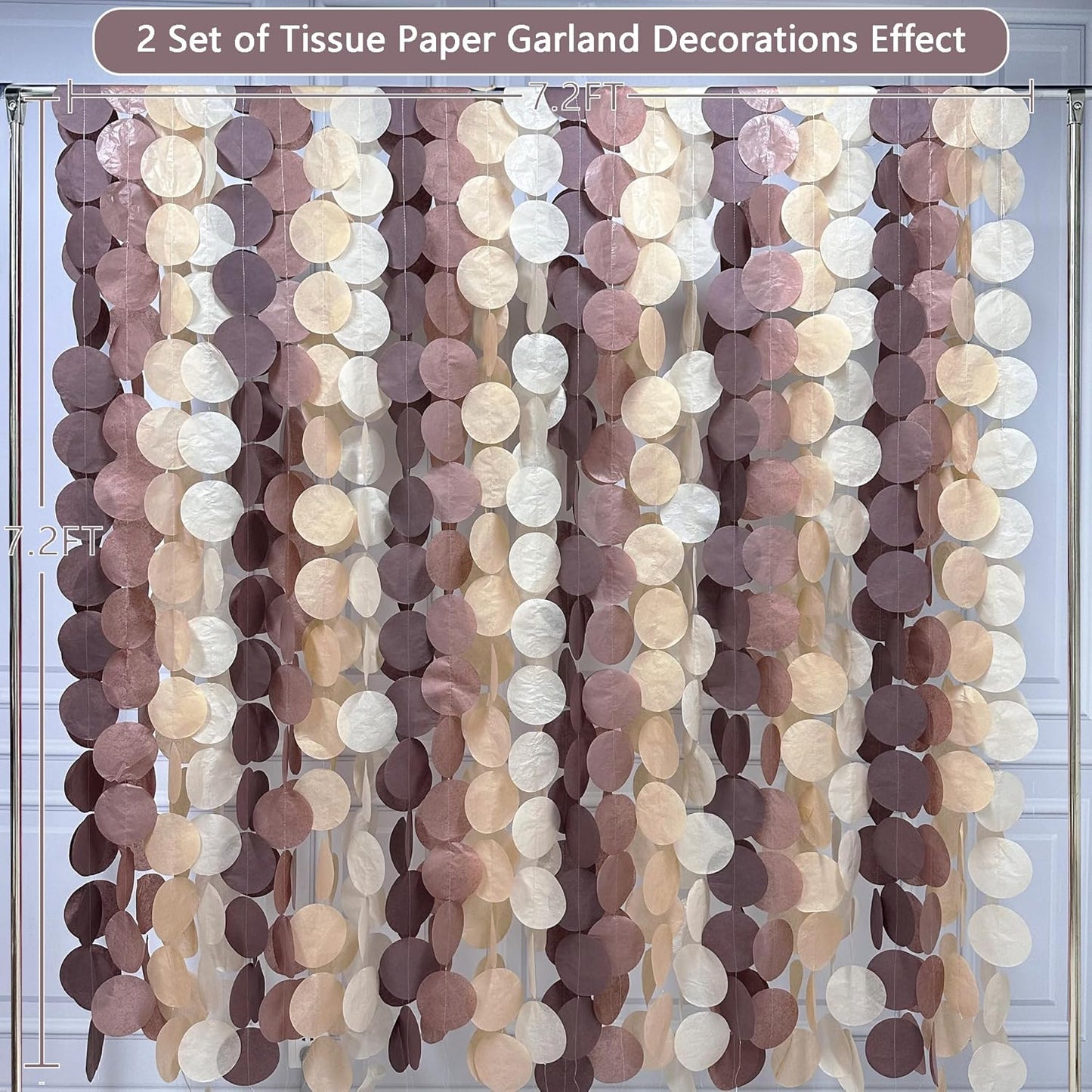 205Ft Brown Party Decorations Ombre Cream Tan Brown Boho Circle Dots Backdrop Streamer Tissue Paper Hanging Garland for Neutral Rustic Cowboy Western Teddy Bear Safari Woodland Birthday Party