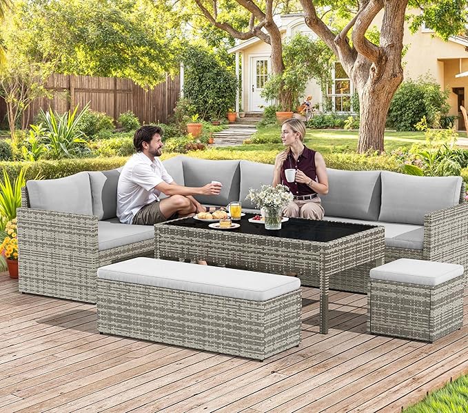 YITAHOME 9 Piece Patio Furniture Set, All-Weather Wicker Outdoor Sectional Sofa - Image 2